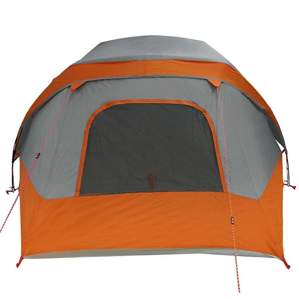 vidaXL Tente de camping 4 personnes gris et orange imperméable