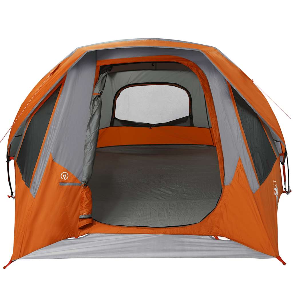 vidaXL Tente de camping 4 personnes gris et orange imperméable