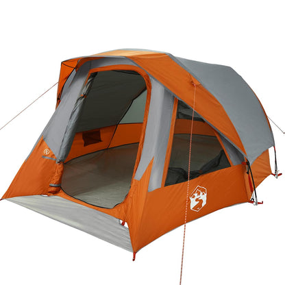 vidaXL Tente de camping 4 personnes gris et orange imperméable