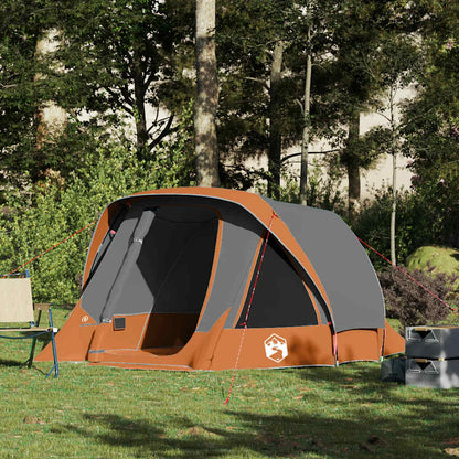 vidaXL Tente de camping 4 personnes gris et orange imperméable