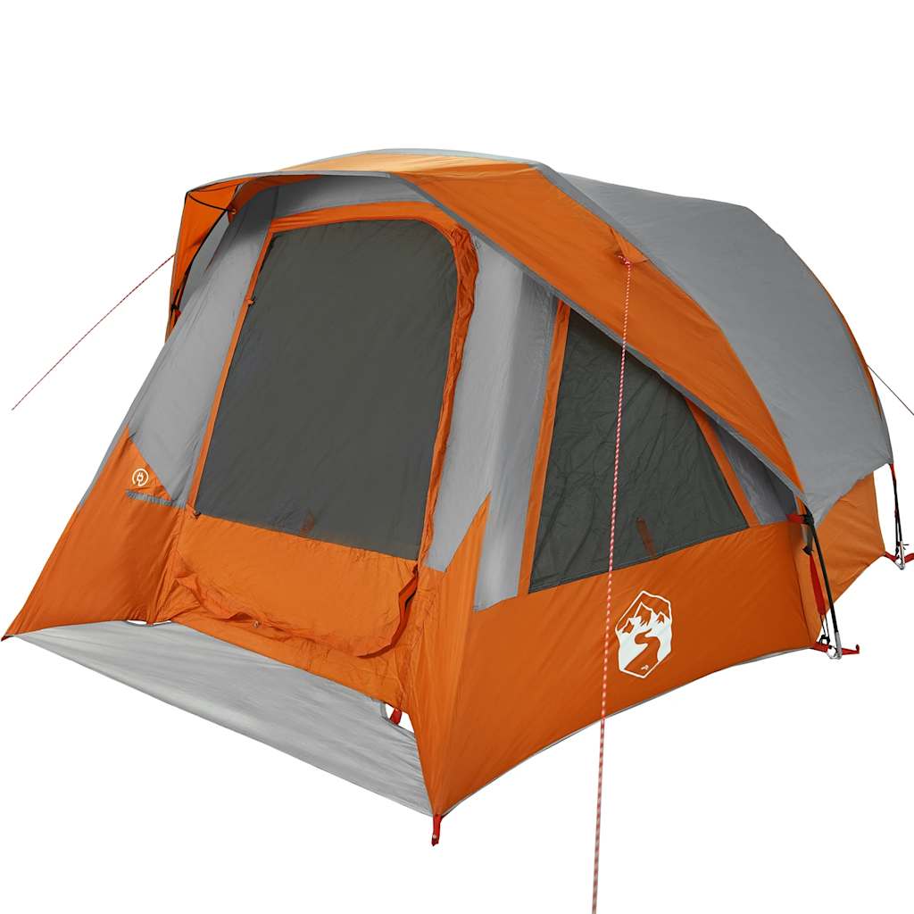 vidaXL Tente familiale 6 personnes gris et orange imperméable
