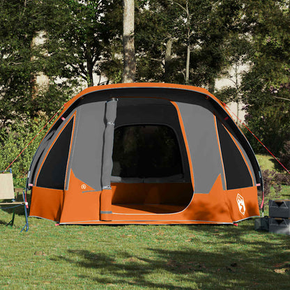 vidaXL Tente familiale 6 personnes gris et orange imperméable