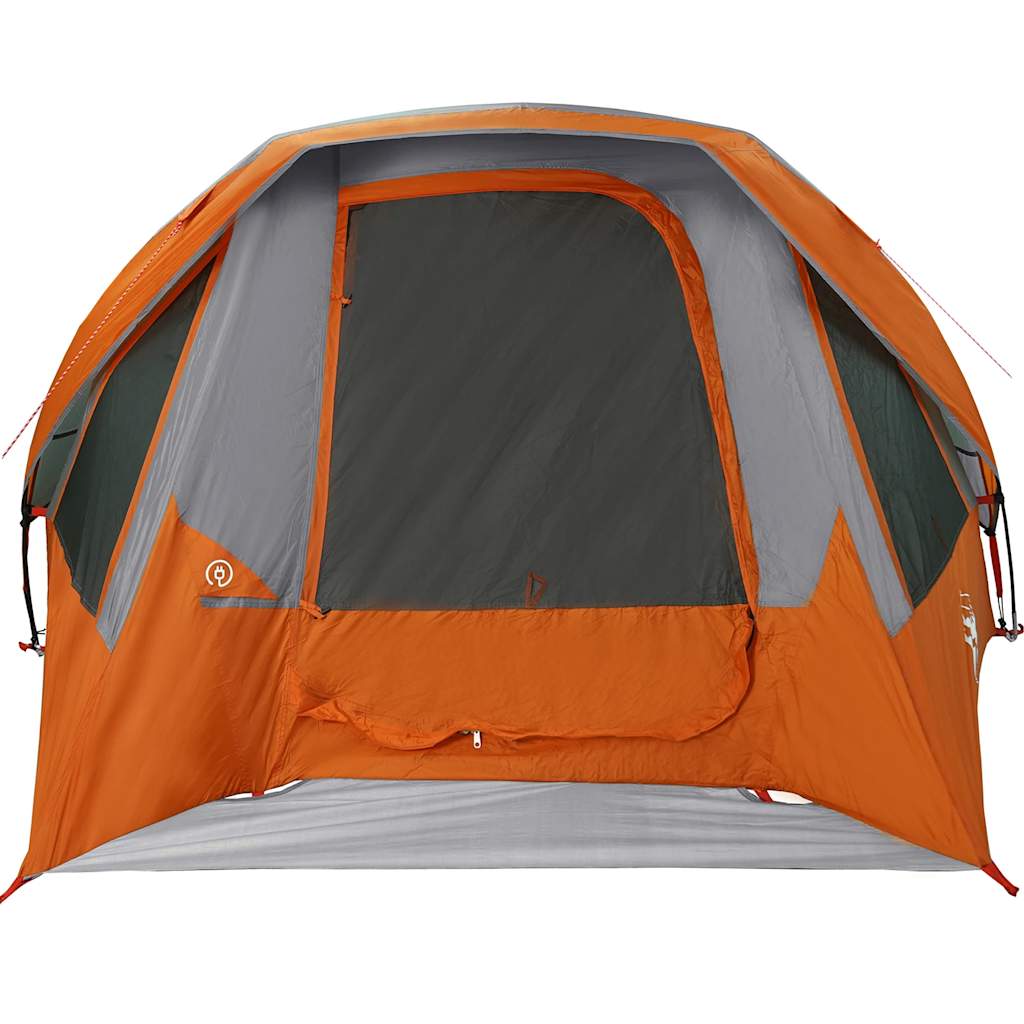 vidaXL Tente familiale 6 personnes gris et orange imperméable