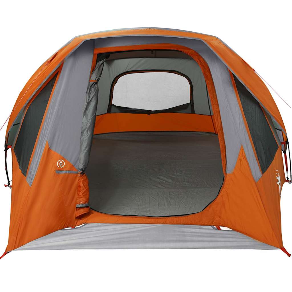 vidaXL Tente familiale 6 personnes gris et orange imperméable