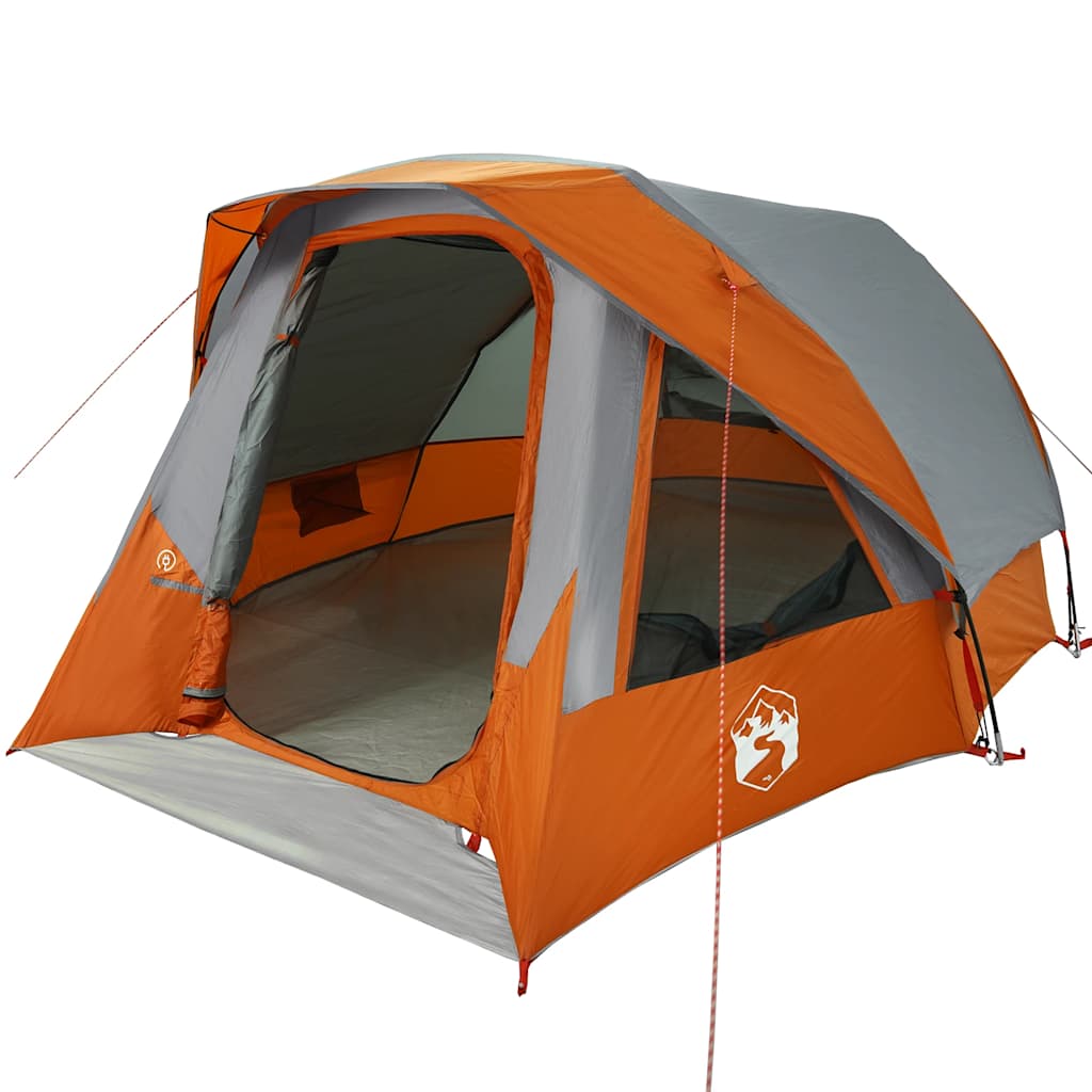 vidaXL Tente familiale 6 personnes gris et orange imperméable
