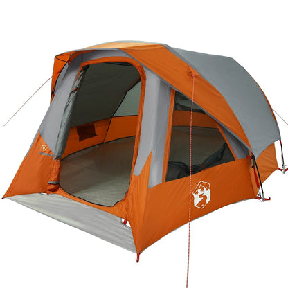 vidaXL Tente familiale 6 personnes gris et orange imperméable