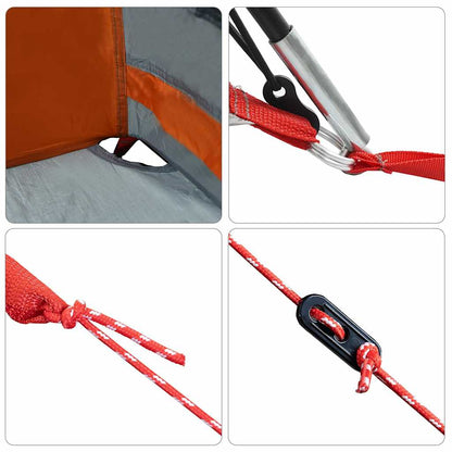 Familienzelt mit Dach Grau und Orange 721 x 335 x 212 cm