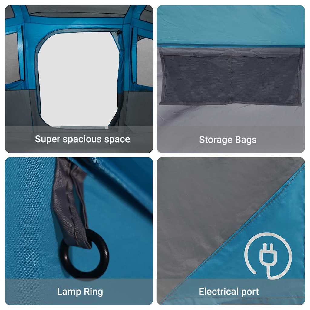 vidaXL Familienzelt mit Dach Blau und Grau 435 x 255 x 216 cm