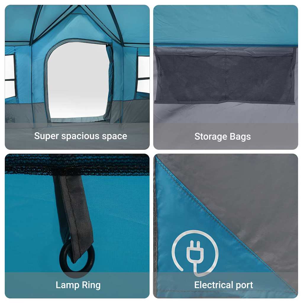 vidaXL Tente familiale avec toit bleu et gris 622 x 295 x 238 cm