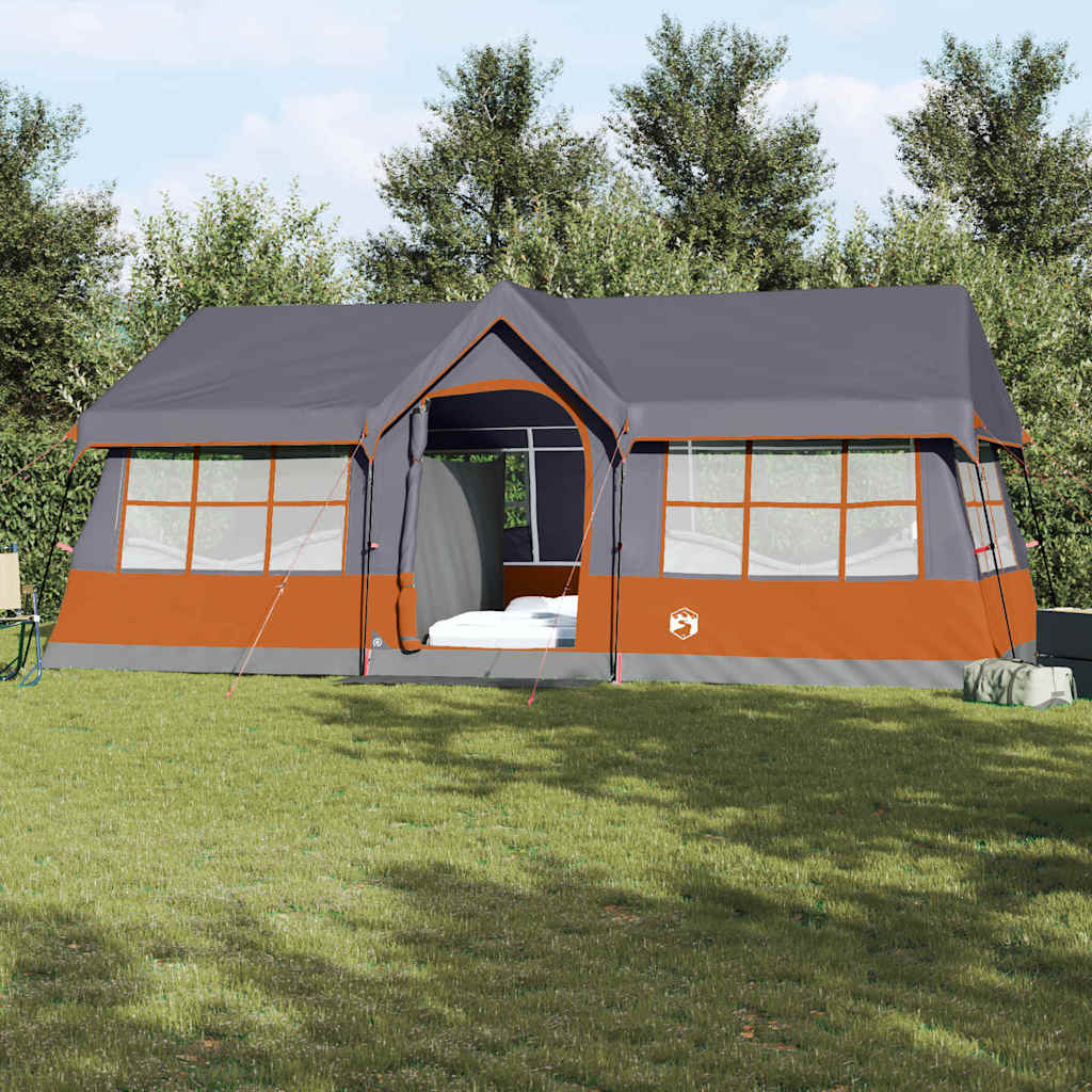 Tente familiale vidaXL avec toit gris et orange 622 x 295 x 238 cm