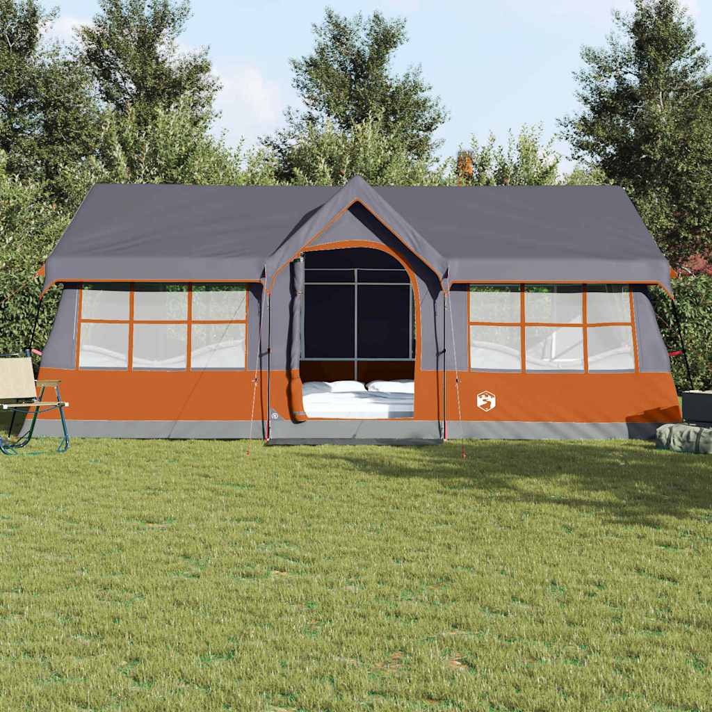 Tente familiale vidaXL avec toit gris et orange 622 x 295 x 238 cm