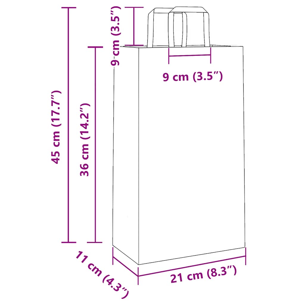 Papiertragetaschen 250 Stk. mit Henkeln Schwarz 21x11x36 cm