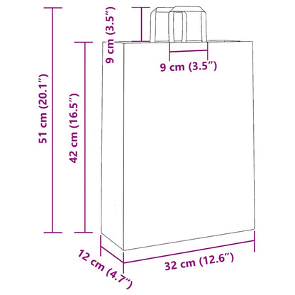 Papiertragetaschen 250 Stk. mit Henkeln Rosa 32x12x42 cm