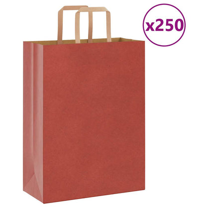 Papiertragetaschen 250 Stk. mit Henkeln Rot 26x12x35 cm