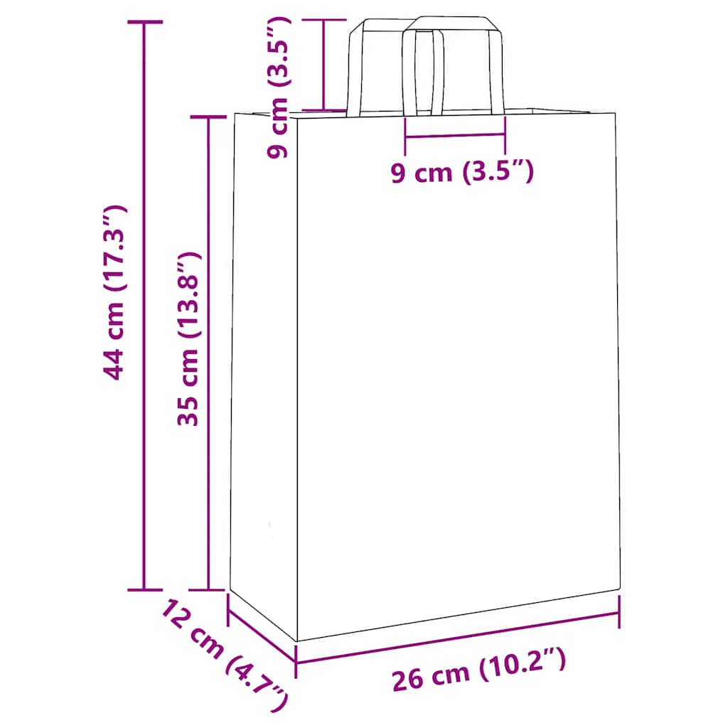 Papiertragetaschen 250 Stk. mit Henkeln Rot 26x12x35 cm