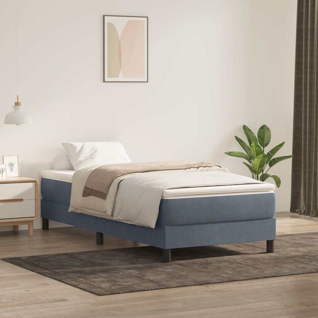 vidaXL Boxspringbett ohne Matratze Dunkelgrau 90x210 cm Samt