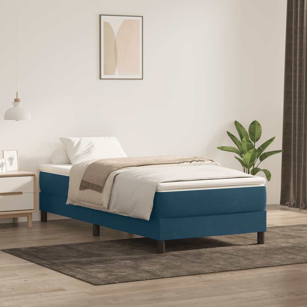 vidaXL Boxspringbett ohne Matratze Dunkelblau 100x210 cm Samt