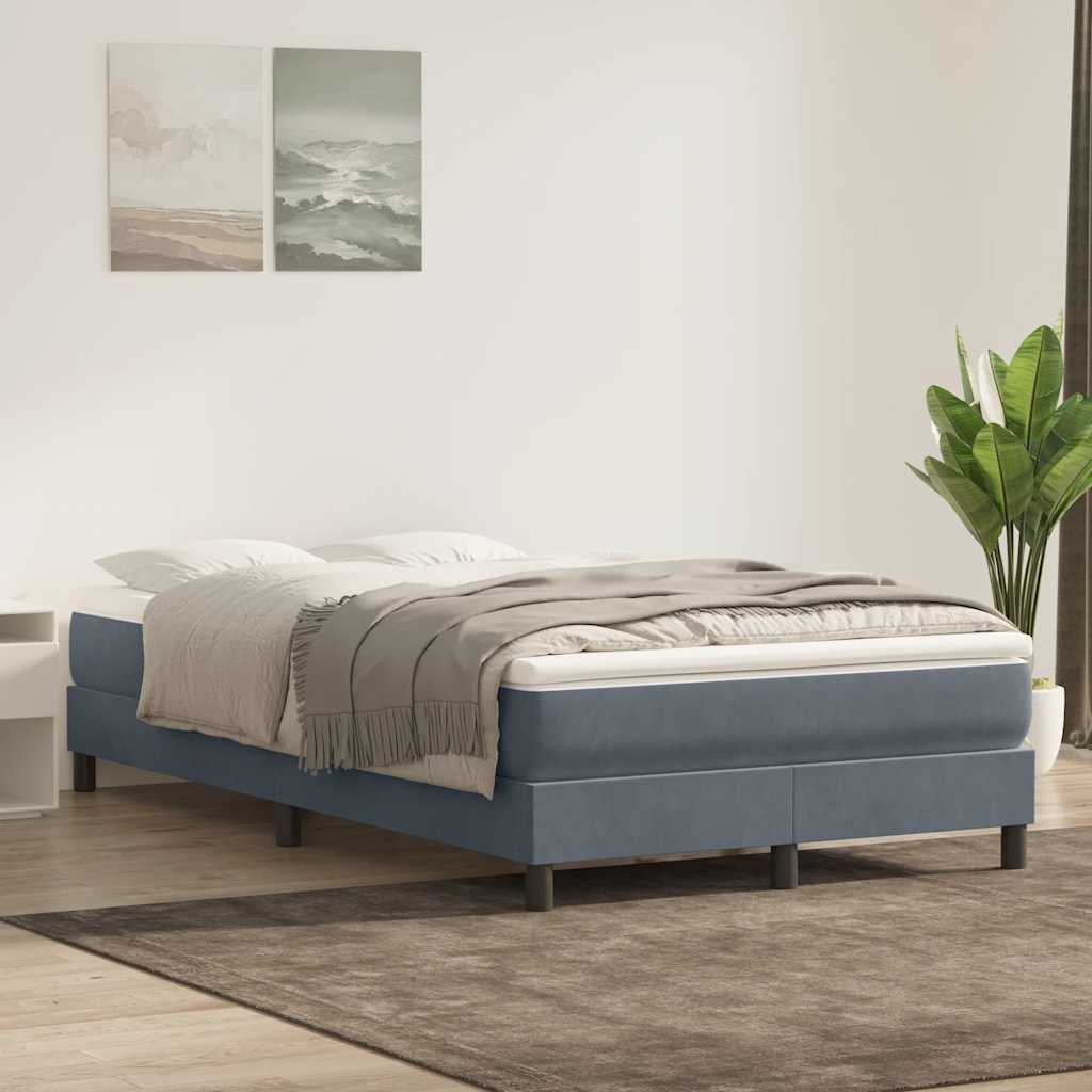 vidaXL Boxspringbett ohne Matratze Dunkelgrau 120x210 cm Samt