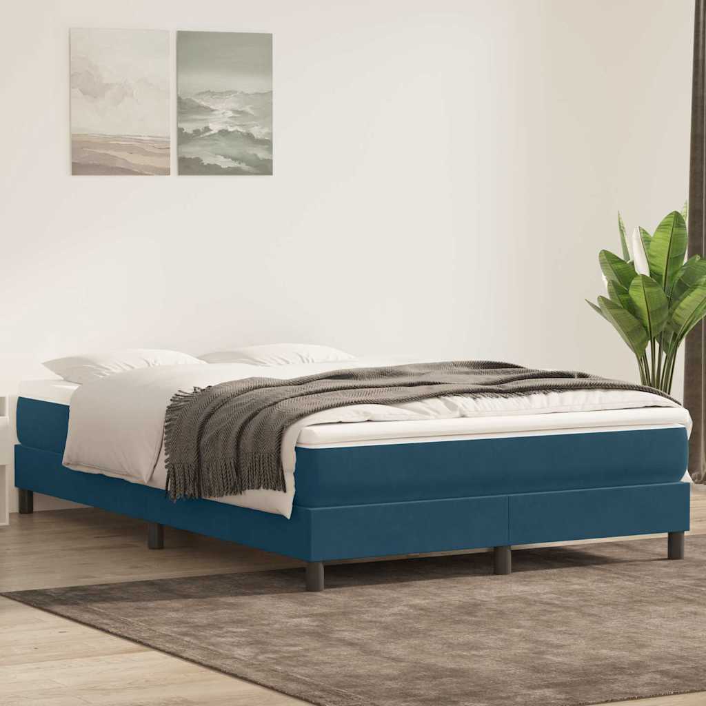 vidaXL Lit boxspring sans matelas Bleu foncé 140x220 cm Velours
