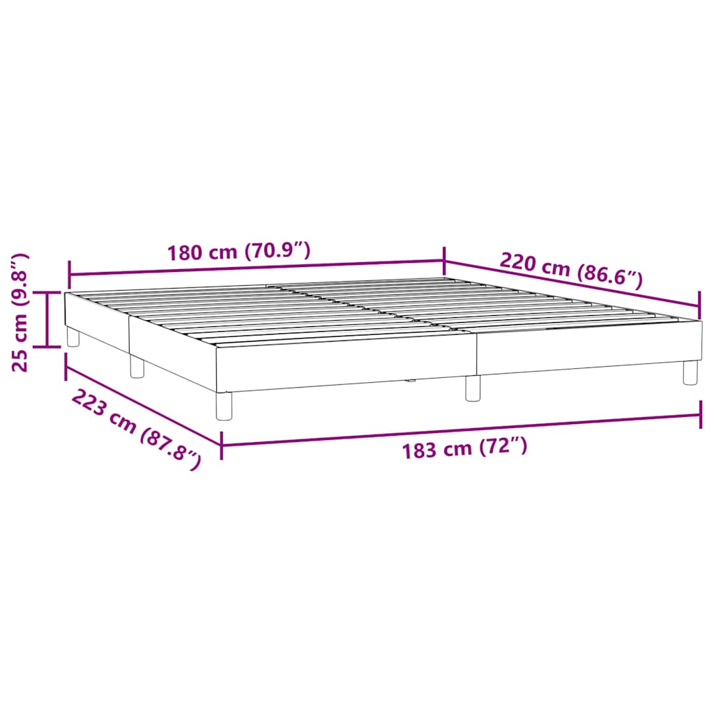 vidaXL Boxspringbett ohne Matratze Hellgrau 180x220 cm Samt