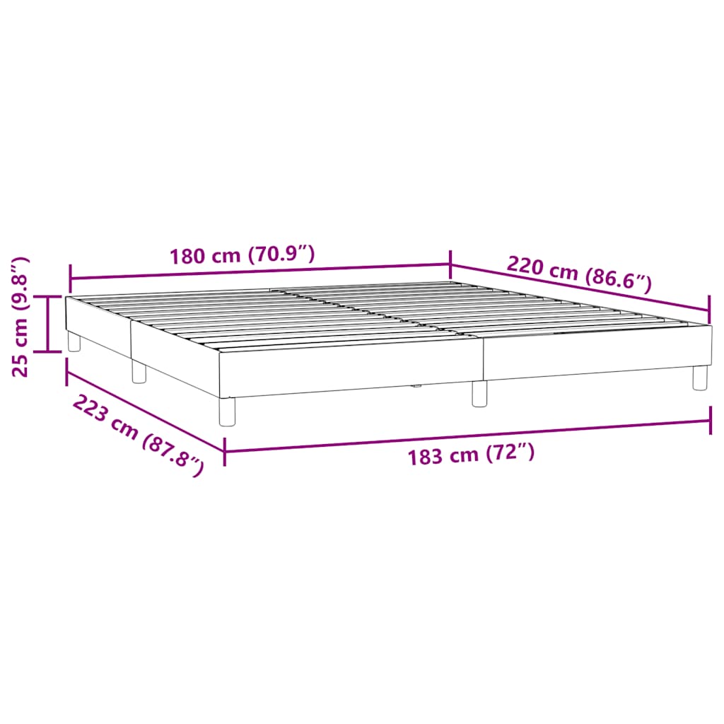 vidaXL Boxspringbett ohne Matratze Schwarz 180x220 cm Samt