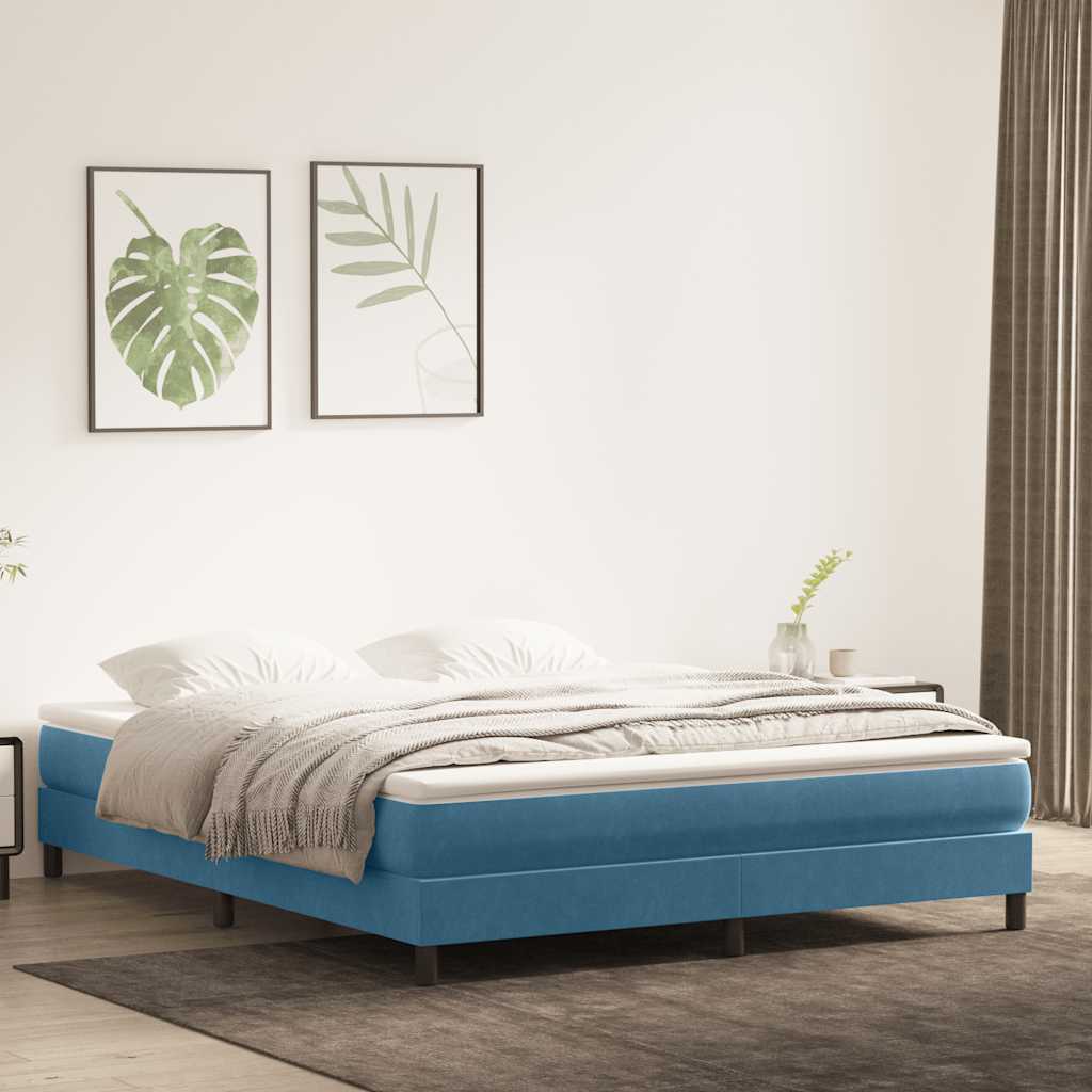 vidaXL Boxspringbett ohne Matratze Dunkelblau 180x220 cm Samt