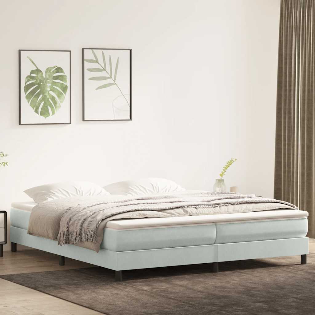 vidaXL Boxspringbett ohne Matratze Hellgrau 200x220 cm Samt