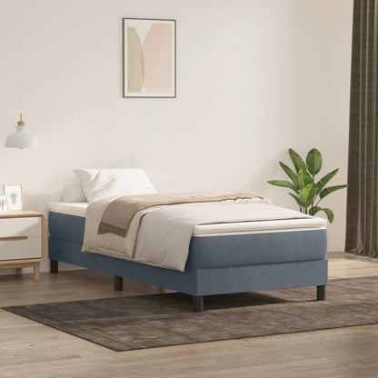 vidaXL Boxspringbett mit Matratze Dunkelgrau 80x210 cm Samt