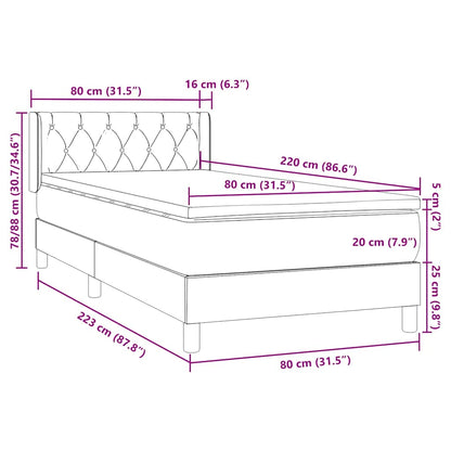 vidaXL Lit coffre avec matelas Noir 80x210 cm Velours