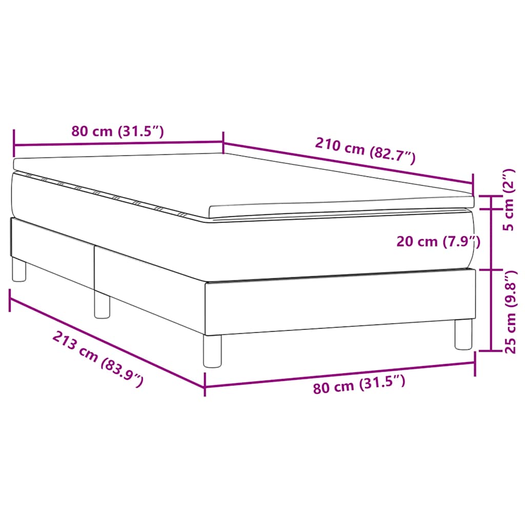 vidaXL Boxspringbett mit Matratze Rosa 80x210 cm Samt