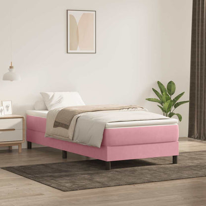 vidaXL Boxspringbett mit Matratze Rosa 80x210 cm Samt
