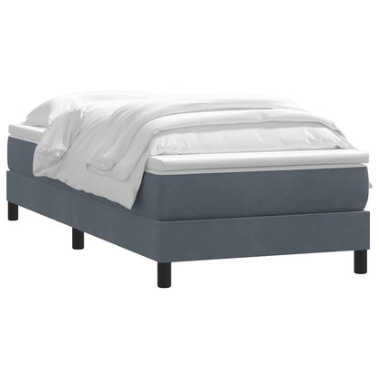 vidaXL Boxspringbett mit Matratze Dunkelgrau 90x210 cm Samt