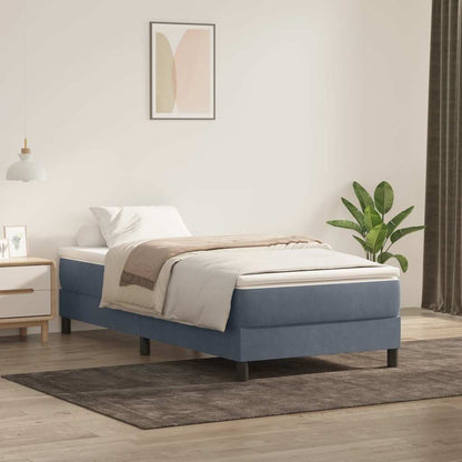 vidaXL Boxspringbett mit Matratze Dunkelgrau 90x210 cm Samt