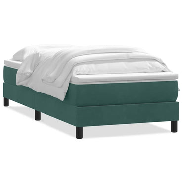 vidaXL Boxspringbett mit Matratze Dunkelgrün 90x210 cm Samt