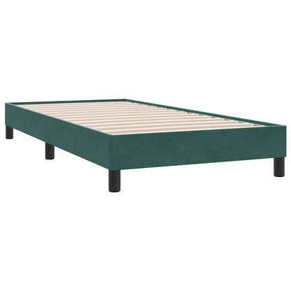 vidaXL Boxspringbett mit Matratze Dunkelgrün 90x210 cm Samt