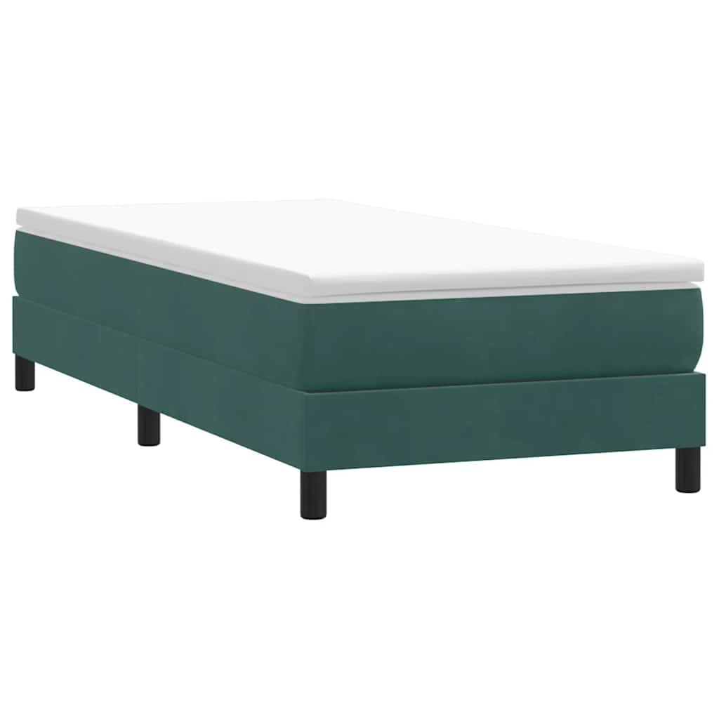 vidaXL Boxspringbett mit Matratze Dunkelgrün 90x210 cm Samt