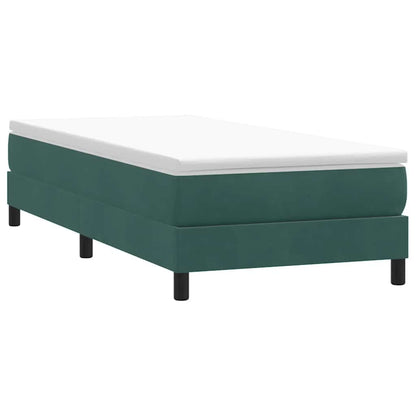 vidaXL Boxspringbett mit Matratze Dunkelgrün 90x210 cm Samt