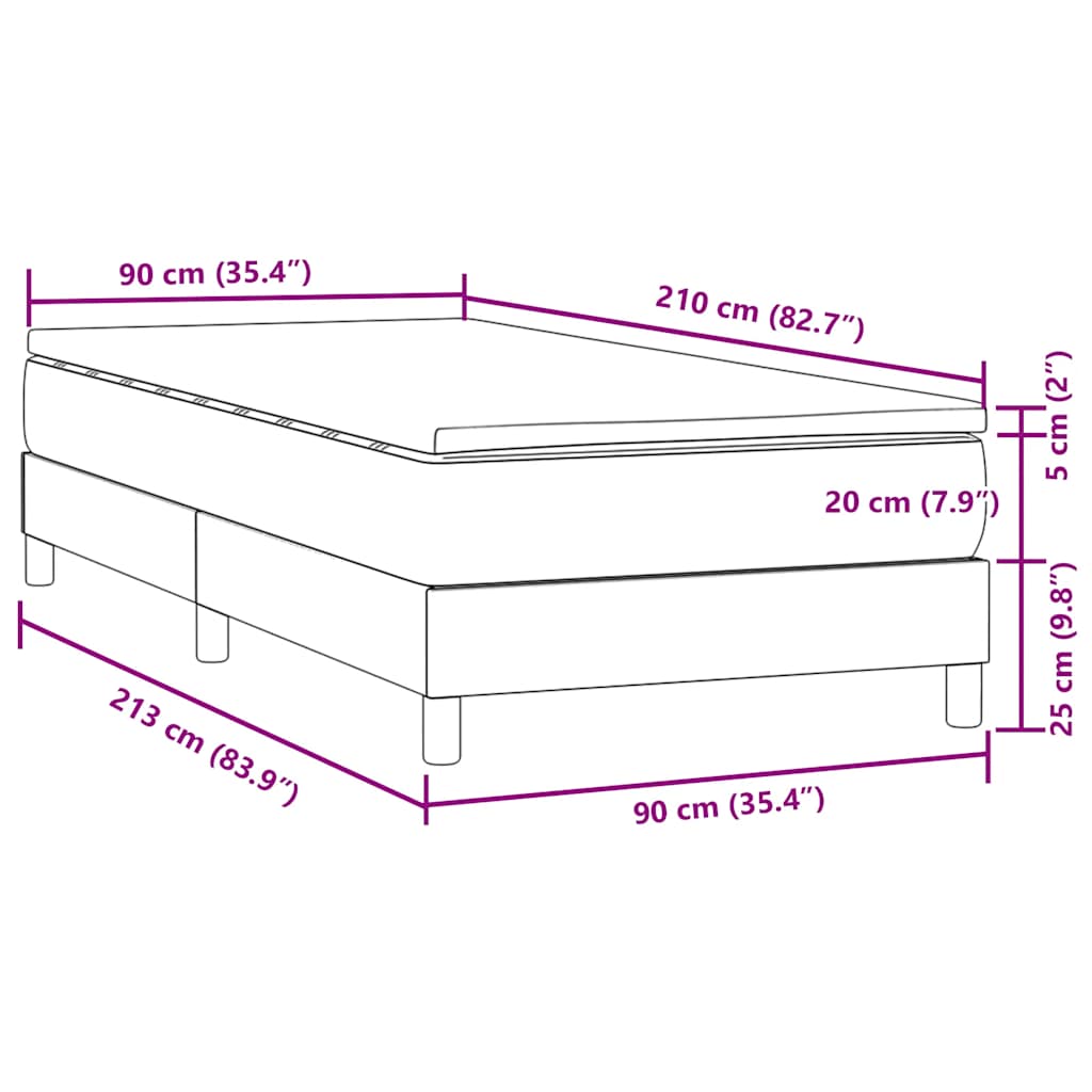 vidaXL Boxspringbett mit Matratze Dunkelgrün 90x210 cm Samt