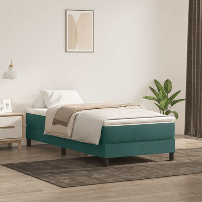 vidaXL Boxspringbett mit Matratze Dunkelgrün 90x210 cm Samt