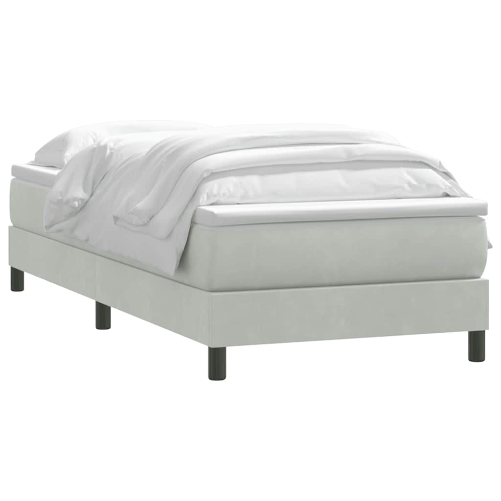 vidaXL Boxspringbett mit Matratze Hellgrau 100x210 cm Samt