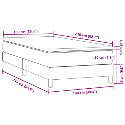 vidaXL Boxspringbett mit Matratze Hellgrau 100x210 cm Samt