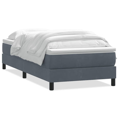 vidaXL Boxspringbett mit Matratze Dunkelgrau 100x210 cm Samt