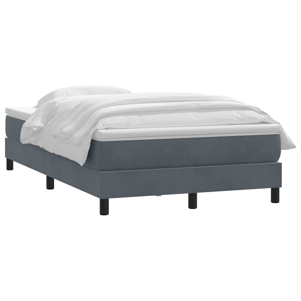 vidaXL Boxspringbett mit Matratze Dunkelgrau 120x210 cm Samt