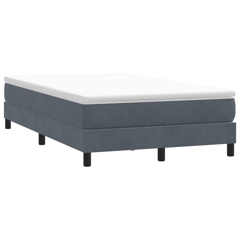 vidaXL Boxspringbett mit Matratze Dunkelgrau 120x210 cm Samt