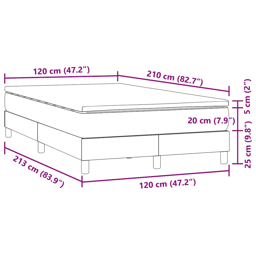 vidaXL Lit coffre avec matelas Noir 120x210 cm Velours