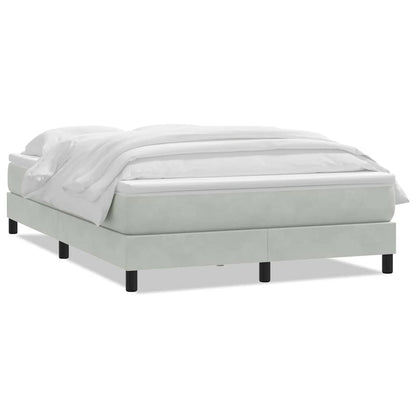 vidaXL Boxspringbett mit Matratze Hellgrau 140x210 cm Samt