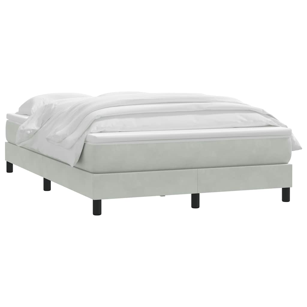 vidaXL Boxspringbett mit Matratze Hellgrau 140x210 cm Samt