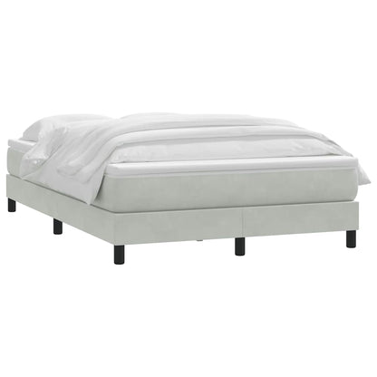 vidaXL Boxspringbett mit Matratze Hellgrau 140x210 cm Samt