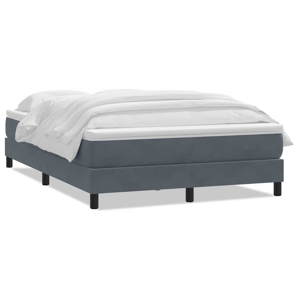 vidaXL Boxspringbett mit Matratze Dunkelgrau 140x210 cm Samt