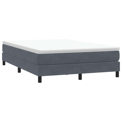 vidaXL Boxspringbett mit Matratze Dunkelgrau 140x210 cm Samt
